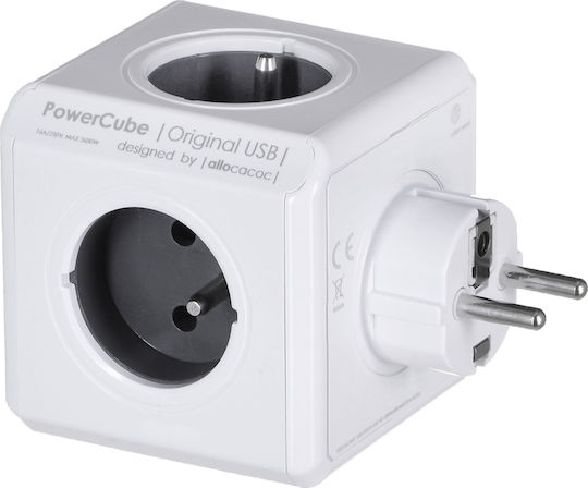 Allocacoc Original PowerCube 4 Positions with 2 USB-A Gray