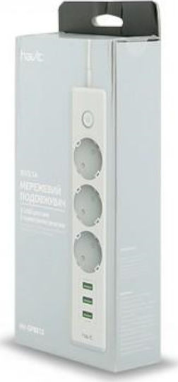 Havit HV-SP8813 Power Strip 3 Positions with 3 USB-A and Switch