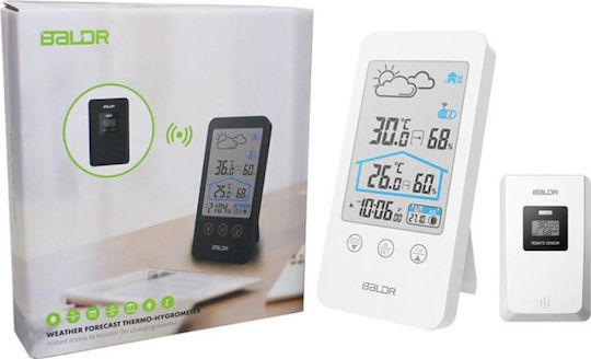Baldr B0201WST2H2 Ασύρματος Μετεωρολογικός Σταθμός Ψηφιακός Επιτραπέζιος Λευκός