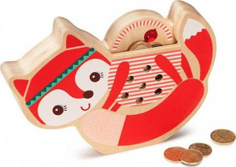 Lilliputiens Fuchs Alice Piggy Bank Kinder Spardose Holz Rot 20x2.6x14.4cm
