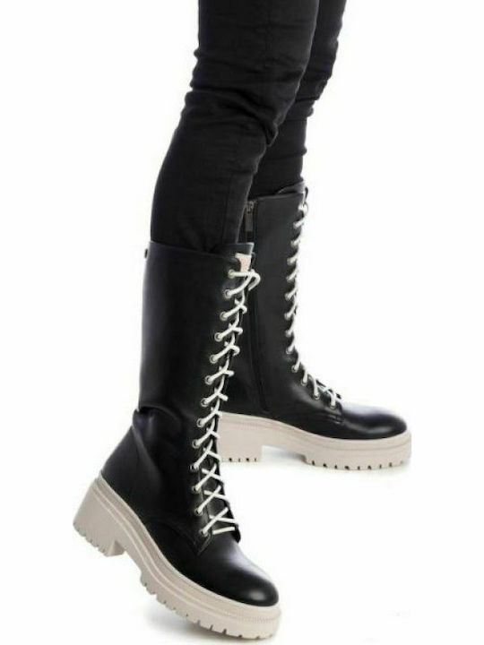 Refresh Women's Boots with Zipper / Laces Black / White