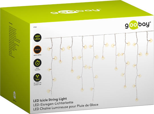 400 Λαμπάκια LED 15μ. x 14εκ. Θερμό Λευκό τύπου Κουρτίνα