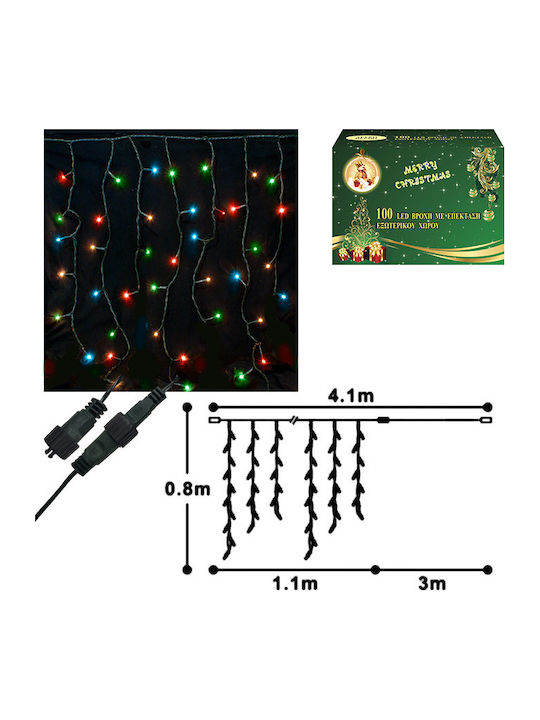 100 Becuri de Crăciun LED 1.1Pentruunsitedecomerțelectronicîncategoria"LuminideCrăciun",specificațiileunitățiisunturmătoarele: x 80cm Colorate de tip Ploaie cu Cablu negru 93-2382 XMASfest