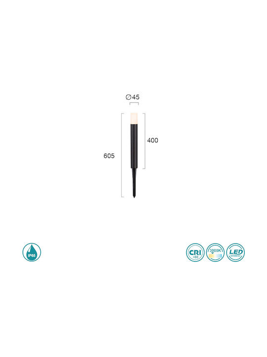 Viokef Faro Small Post Outdoor Floor Lamp LED 3W with Warm White Light IP65 Black