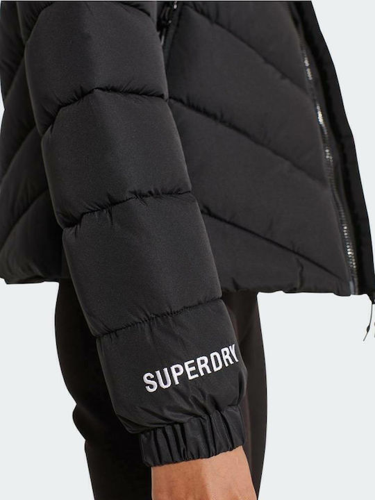 Scurtă Jachetă de femei Puffer Waterproof Negru