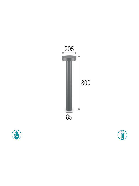 Ideal Lux Tesla Outdoor Floor Lamp Small Post 15W IP44 for G9 Socket Gray
