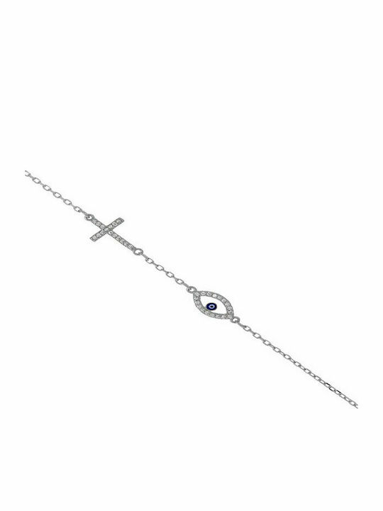 Prince Silvero Damen Armband Kette mit Design Auge aus Silber mit Zirkon