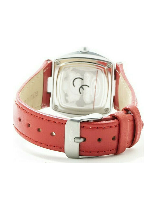 Chronotech Watch Battery with Red Leather Strap CT7305M-02