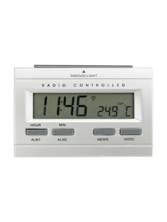 Technoline Andowl Digital LCD Tabletop Clock with Silver Alarm Clock
