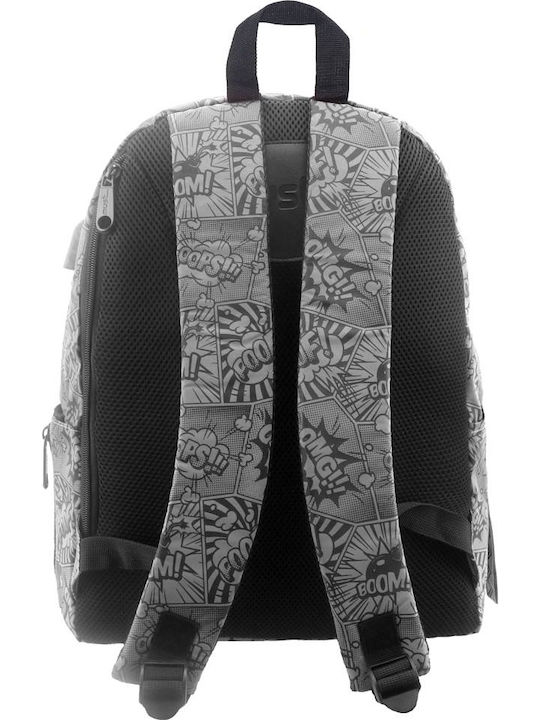 Must Reflective Grey Lines School Bag Backpack Junior High-High School in Gray color 22lt