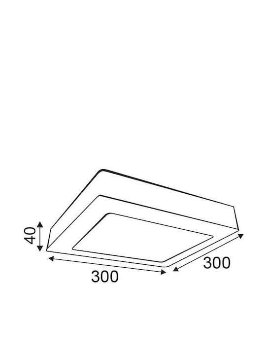 Aca Quadratisches Außen-LED-Panel 26W mit Warmweißem Licht 3000K 30x30cm