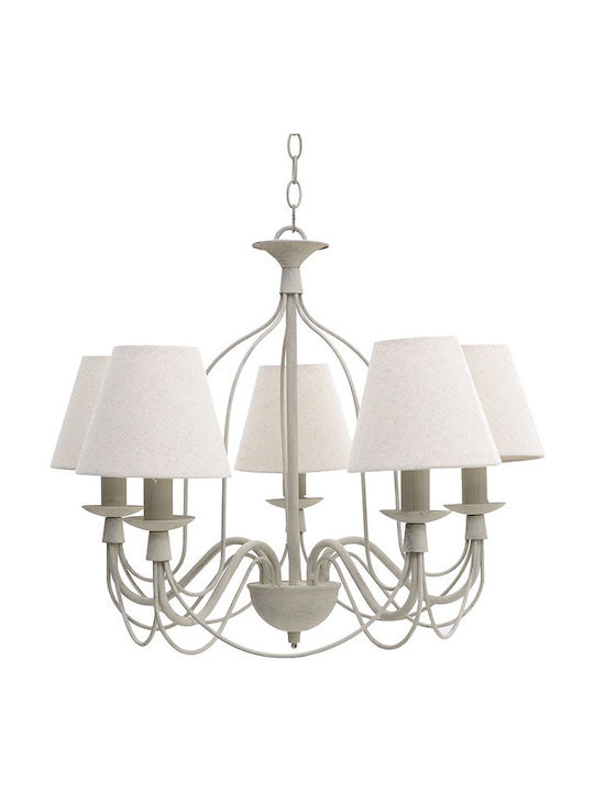Inart Chandelier Ø57cm with Beige Lampshades Inart Chandelier Ø57cm with Beige Lampshades