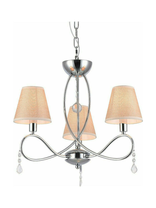 Home Lighting Chandelier Lampshade 3xE14 Silver 52cm 77-3664