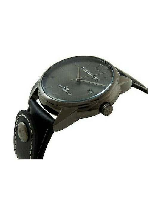 Devota & Lomba Ανδρικό Ρολόι 42mm Μπαταρίας με Μαύρο Δερμάτινο Λουράκι