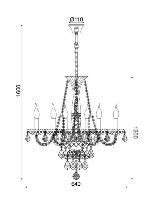 Aca Lilium Πολυέλαιος Ø64cm με Κεράκια Χρυσός Aca Lilium Πολυέλαιος Ø64cm με Κεράκια Χρυσός