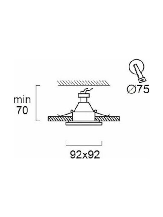 Viokef Richard Pătrat Metalic Spot Încorporat cu Soclu GU10 Alb 9.2x9.2cm. 1buc