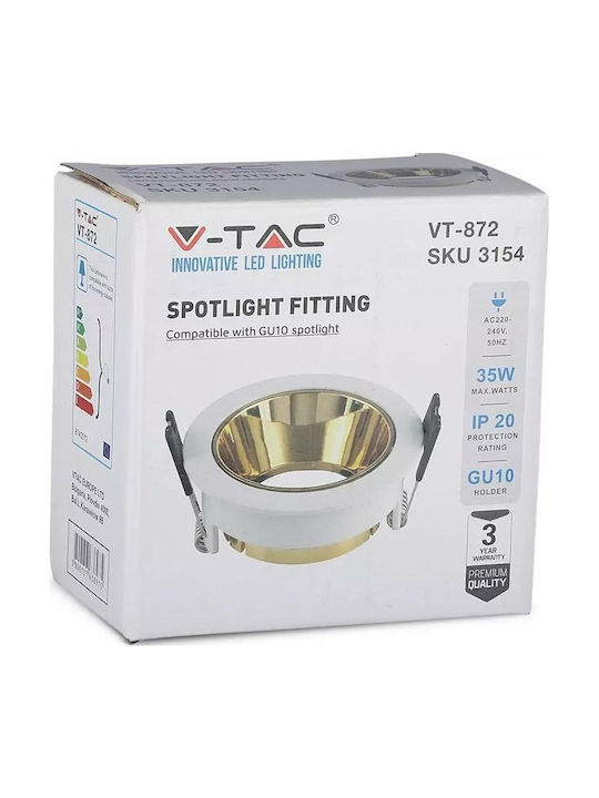 V-TAC Rotund Metalic Spot Încorporat cu LED Integrat și Lumină Alb Natural Auriu 7.9x7.9cm. 1buc