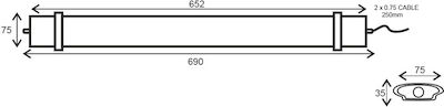 Aca Φωτιστικό Светлинни батерии Външно пространство с Вграден LED 30W 69cm