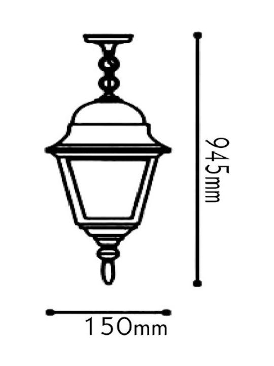 Aca Judi Outdoor Hanging Ceiling Light E27 in White Color HI6045W