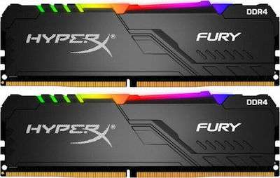 HyperX Fury RGB 32GB DDR4 RAM με 2 Modules (2x16GB) και Ταχύτητα 3200 για Desktop