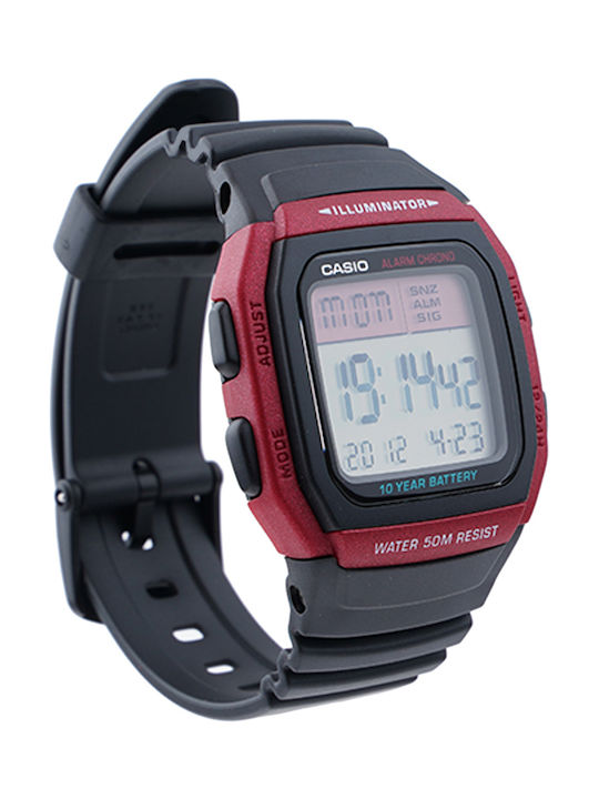 Casio Digital Watch Chronograph Battery with Black Rubber Strap