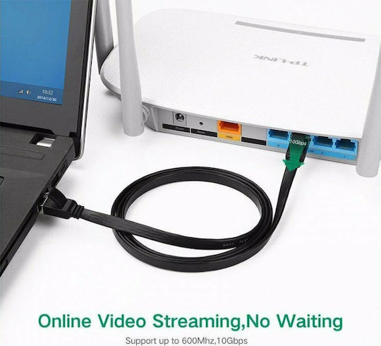 Ugreen Flat U/FTP (STP) Cat.7 (10Gbps) Καλώδιο Δικτύου Ethernet 2m Μαύρο