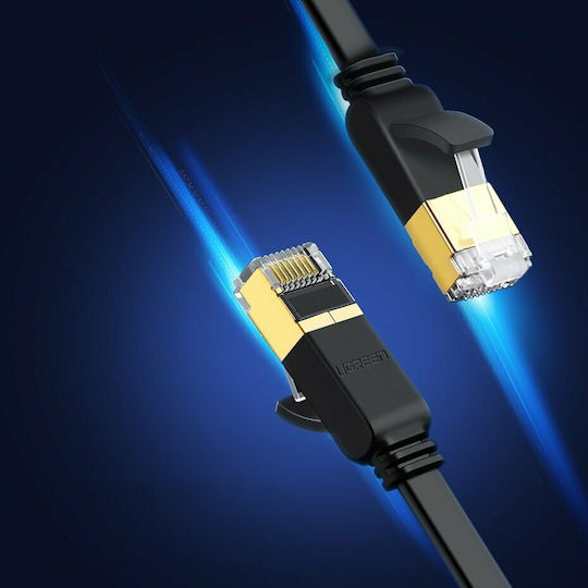 Ugreen Flat U/FTP (STP) Cat.7 (10Gbps) Καλώδιο Δικτύου Ethernet 2m Μαύρο