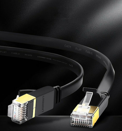 Ugreen Flat U/FTP (STP) Cat.7 (10Gbps) Καλώδιο Δικτύου Ethernet 2m Μαύρο