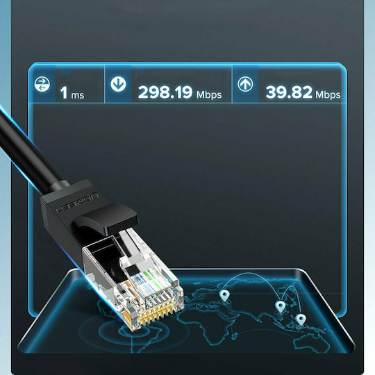 Ugreen Flat U/UTP Cat.6 (Gigabit) Network Cable Ethernet 1m Black