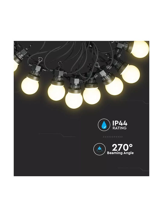 V-TAC Στεγανή Γιρλάντα Φωτισμού LED IP44 5m με 10 Λάμπες Ψυχρό Λευκό