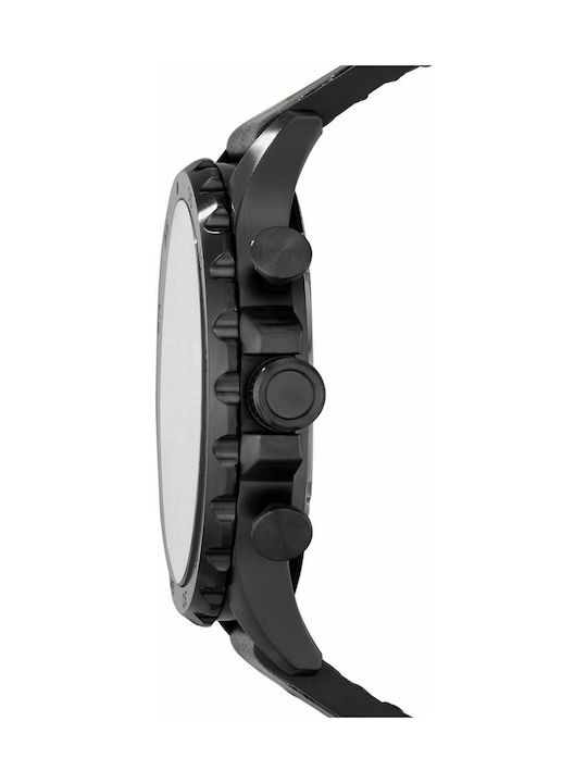 Fossil Ανδρικό Ρολόι 50mm Χρονογράφος Μπαταρίας με Μαύρο Δερμάτινο Λουράκι