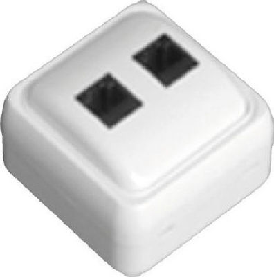 Eurolamp External Double Network Socket RJ45 White 147-16246