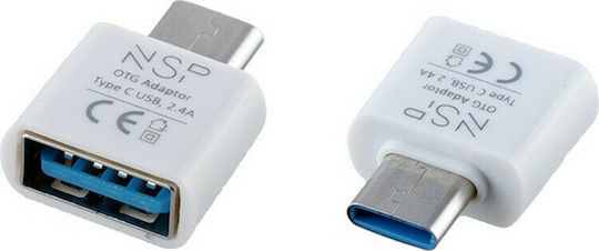NSP Converter USB-C male to USB-A female White 1pcs