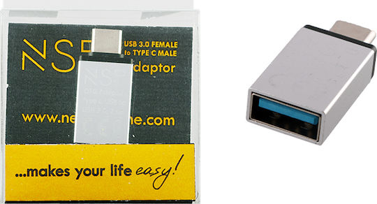 NSP Converter USB-C male to USB-A female Silver 1pcs