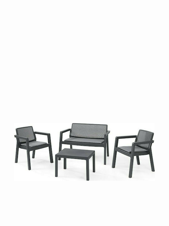Keter Garten- und Outdoor-Möbelsets Wohnzimmer Typsatz Emily 4 Stück Graphit