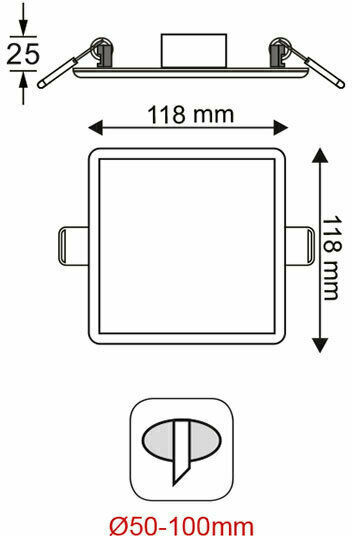 Aca Platz Vertieft LED Panel 9W mit Natürliches Weiß Licht 4000K