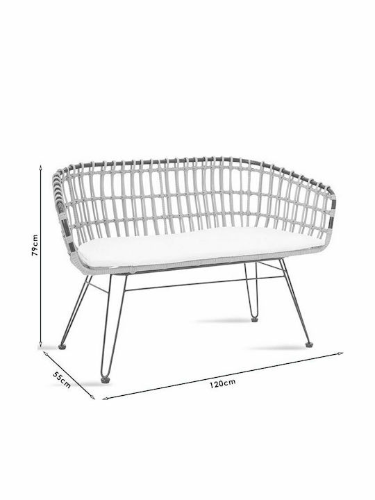 Naoki Two-Seater Sofa Outdoor Rattan with Pillows 120x55x79cm