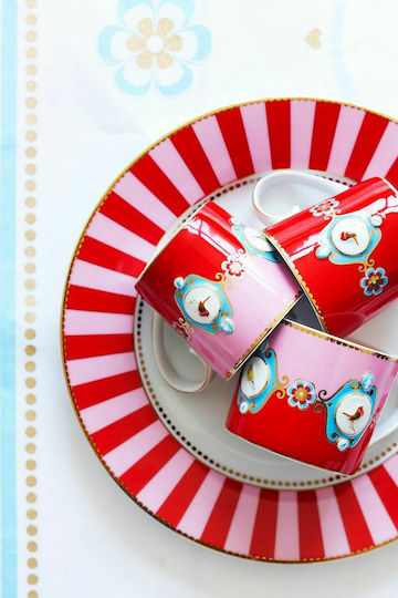 PiP Studio Love Birds Medallion Κούπα από Πορσελάνη Red-Pink 150ml