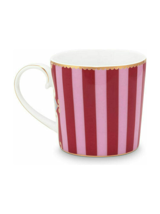 PiP Studio Love Birds Medallion Stripes Porcelain Cup Red-Pink 150ml