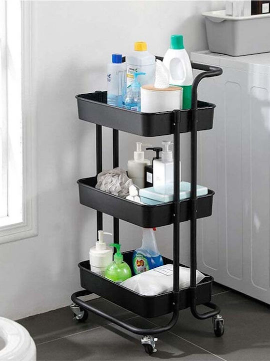 Vesta Home Kitchen Trolley Metallic 3 Tiers Black 43x34x85.5cm