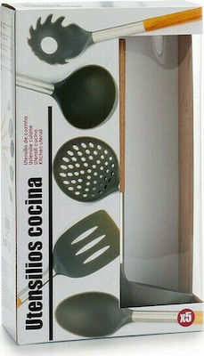 Plastic Cooking Utensil Set Brown 5pcs