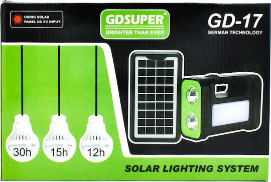 Gdsuper Sistem De Iluminat Solar GDsuper GD-17 Cu Obiectiv 3 Becuri Și Încărcător USB