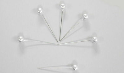 Metal Decorative Element for Wedding Favors White Pearl Pin 8mm x 50mm 144pcs