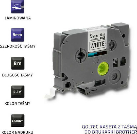 Qoltec 221 Ταινία Ετικετογράφου 8m x 9mm σε Λευκό Χρώμα