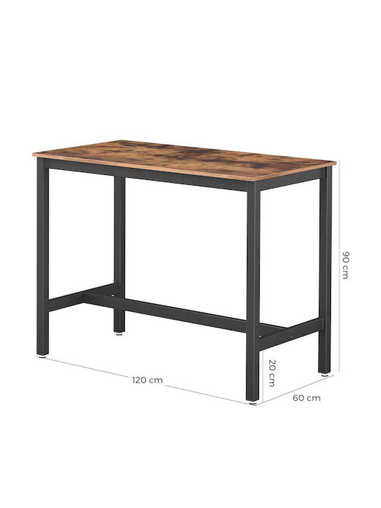 Table Bar Wooden with Metal Frame 120x60x90cm