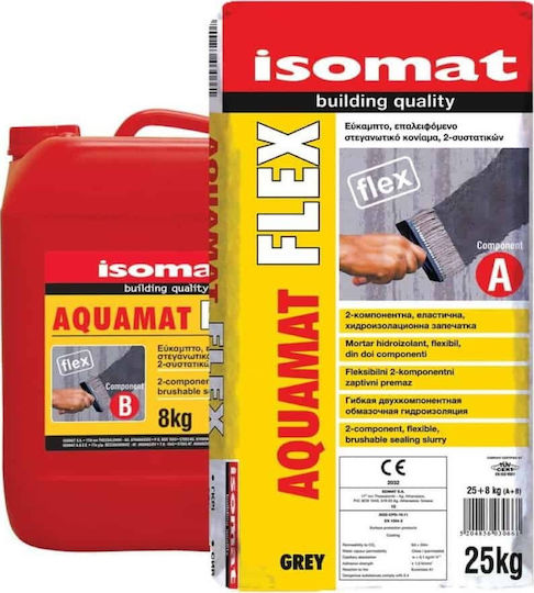Isomat Aquamat Flex Επαλειφόμενο Στεγανωτικό 2 Συστατικών 18kg Γκρι