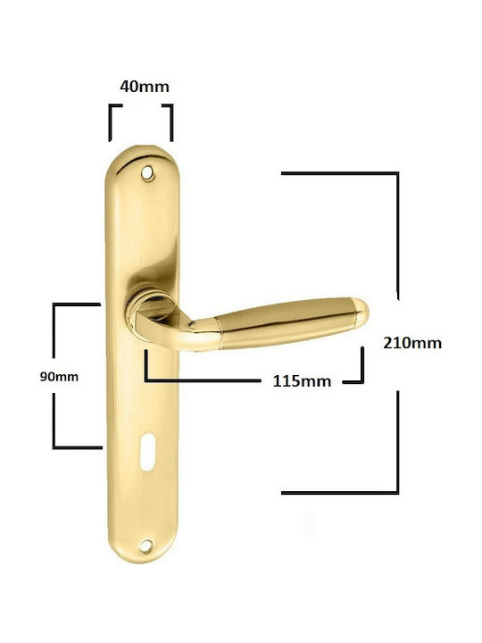 Import Hellas Lever Middle Door with Plate Pair (Center Distance 75mm) Nickel