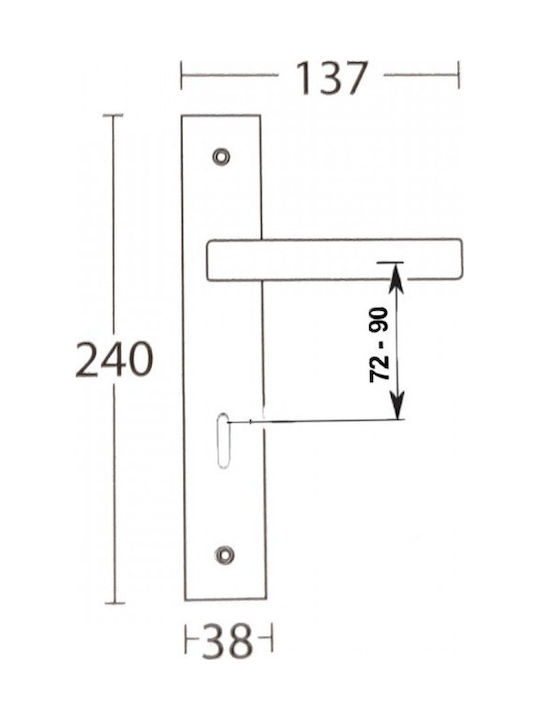 Convex Πόμολο Εξώπορτας με Πλάκα Δεξί 1605 Μαύρο Ματ