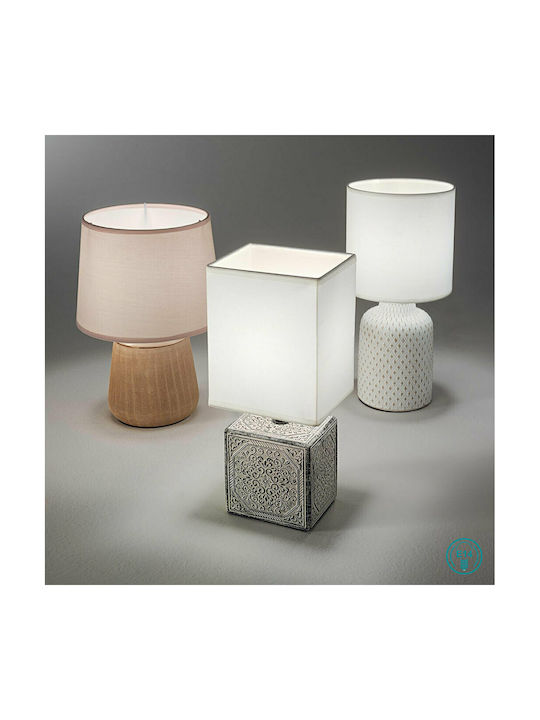 Ideal Lux Kali Ceramic Table Lamp for Socket E14 with White Shade and Gray Base