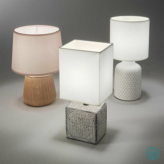 Ideal Lux Kali Κεραμικό Πορτατίφ για Ντουί E14 με Λευκό Καπέλο και Γκρι Βάση